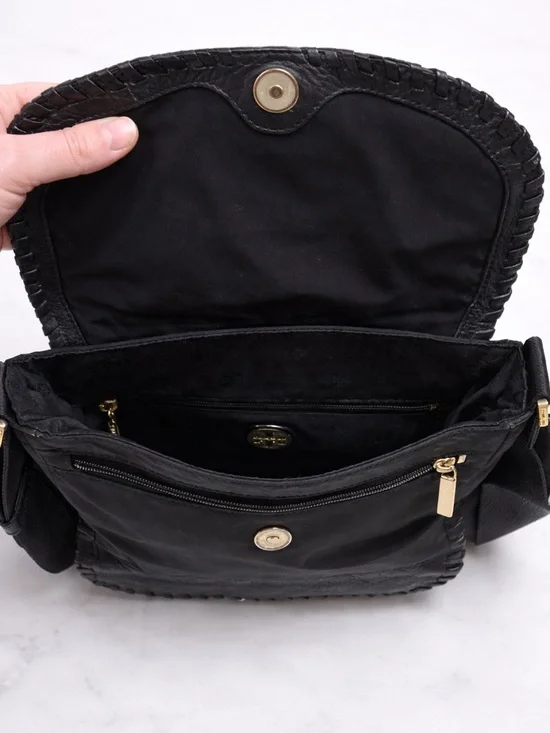 Tory Burch Marion Black Nylon Whipstitch Messenger/Diaper Bag - Picture 3 of 8
